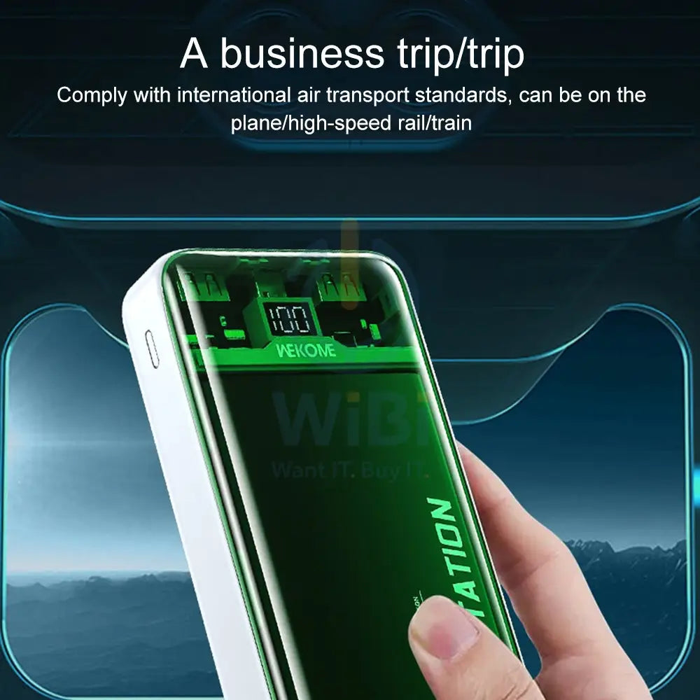 Wekome WP-343 10000mAh Pioneer 2 Generation Transparent Fast Charge Power Bank - Green Accessories > Power Bank