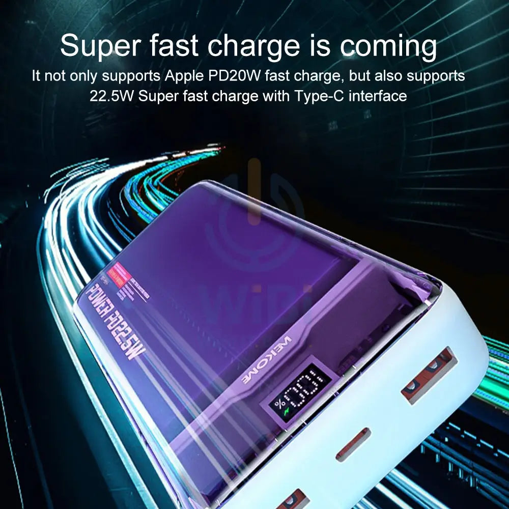 Wekome WP-343 10000mAh Pioneer 2 Generation Transparent Fast Charge Power Bank - Prpule Accessories > Power Bank