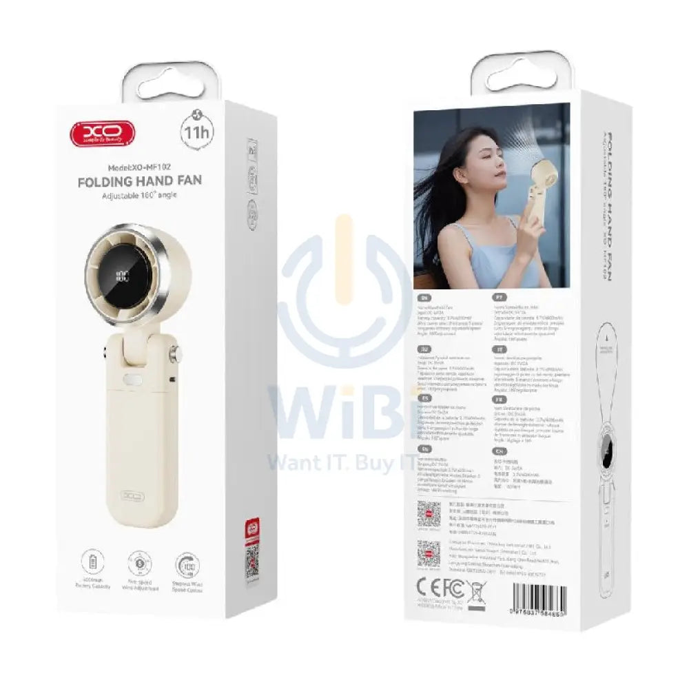 XO MF102 3-in-1 Electric Handheld Fan - 4000mAh / Cream Accessories > Smart Devices