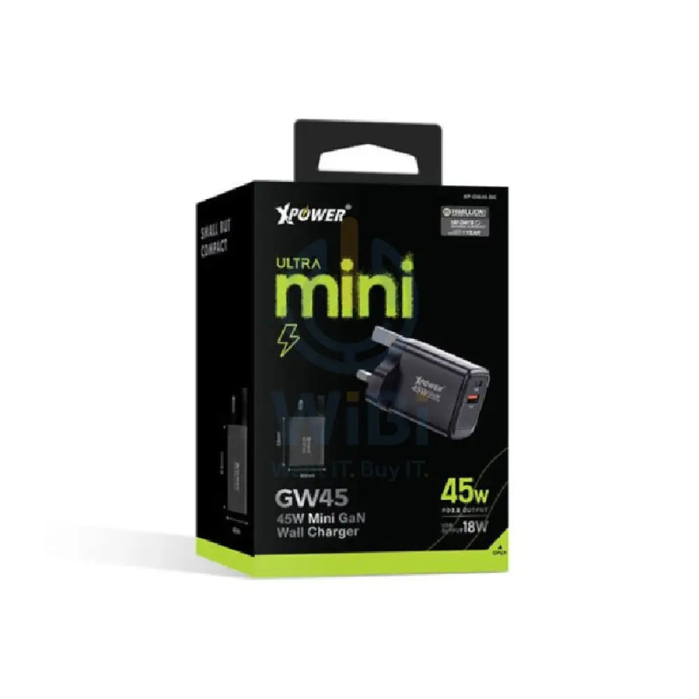 XPower GW45 PD 3.0/QC Gan Mini Wall Charger - 45W / Black Accessories > Power Adapters