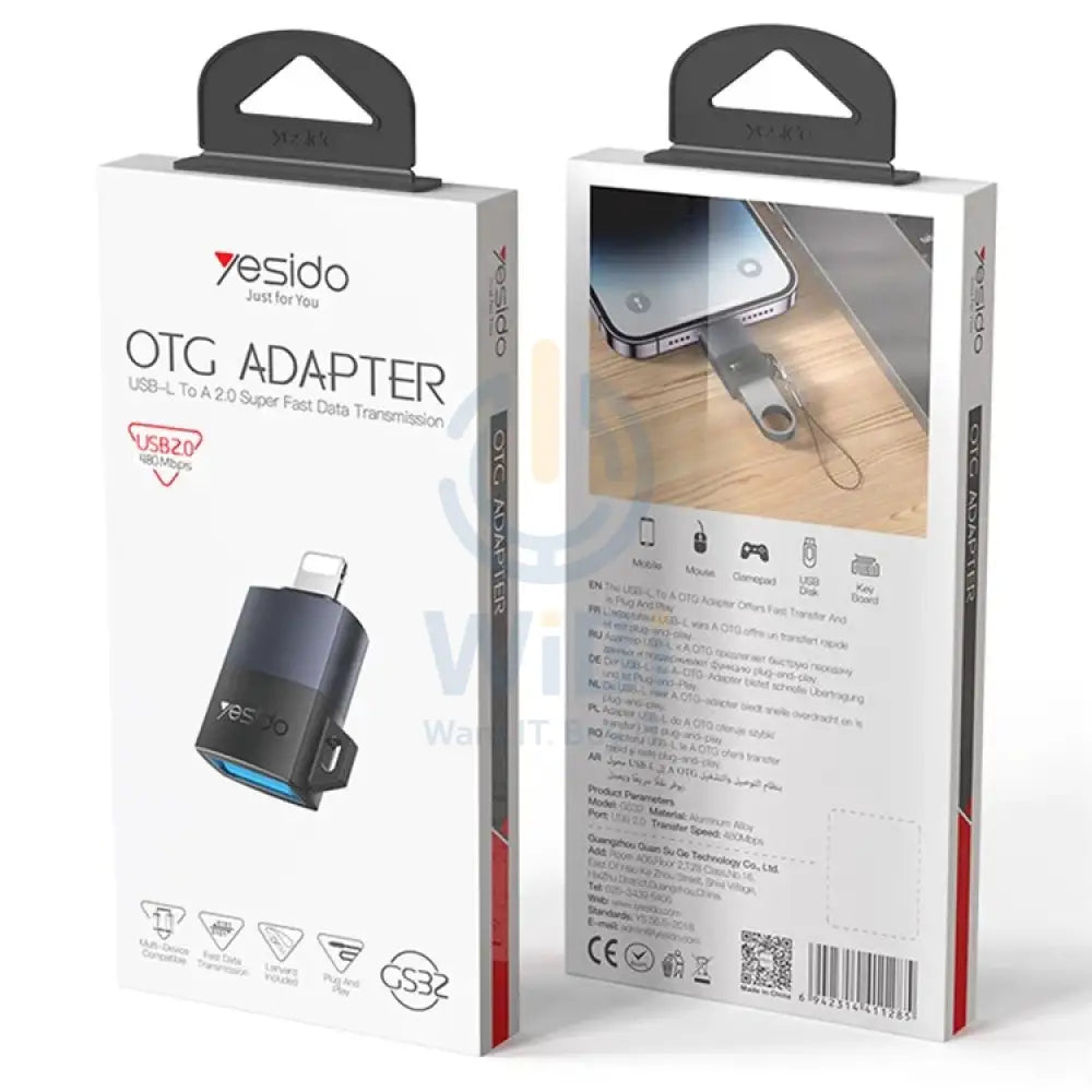 Yesido GS32 USB OTG Adapter - Up to 480Mbps / Lightning / Black Accessories > Cables & Converters > Converters