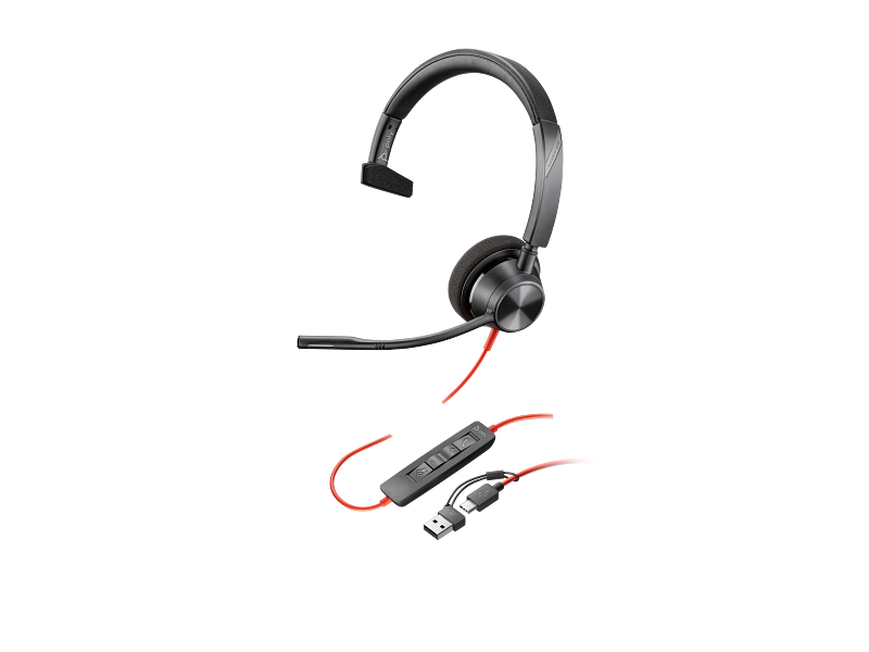 HP HP Poly Blackwire 3310 Monaural USB-C Headset - USB-C/A Adapter