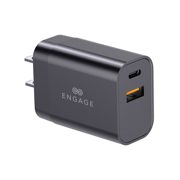 Engage Dual Port C+A 30W Pwr Adapter W/Interchangeable Uk/Eu Plug(8954526522357)