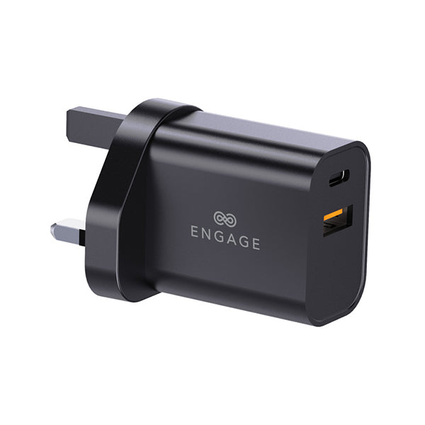 Engage Dual Port C+A 30W Pwr Adapter W/Interchangeable Uk/Eu Plug(8954526522357)