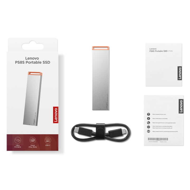 Lenovo PS8S Portable SSD - 512GB / up to 1050 MB/S / USB-C / Cool Grey