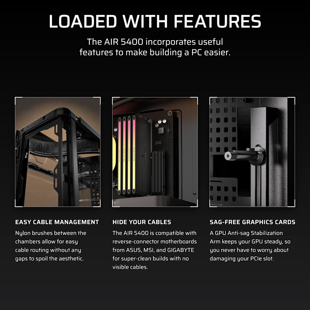 CORSAIR AIR 5400 LX-R LINK Tempered Glass Mid Tower ATX Case - Black