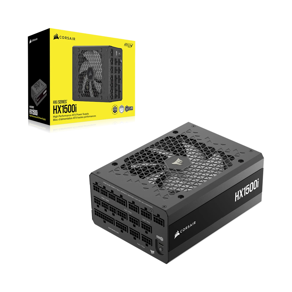CORSAIR HX1500i Fully Modular Ultra-Low Noise Platinum ATX Power Supply (UK) - 1500W / Black