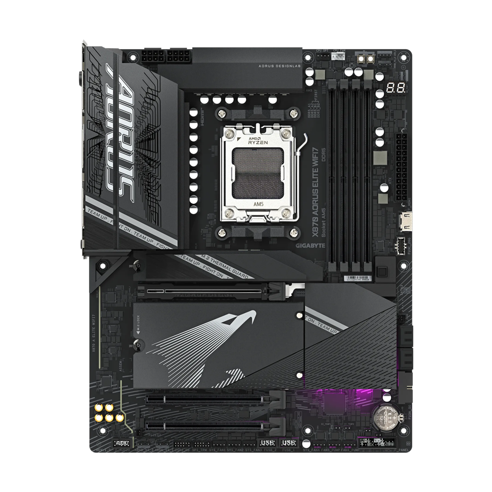 GIGABYTE X870 A ELITE Motherboard - DDR5 / Wi-Fi7 / Bluetooth / HDMI / DisplayPort / USB - Black
