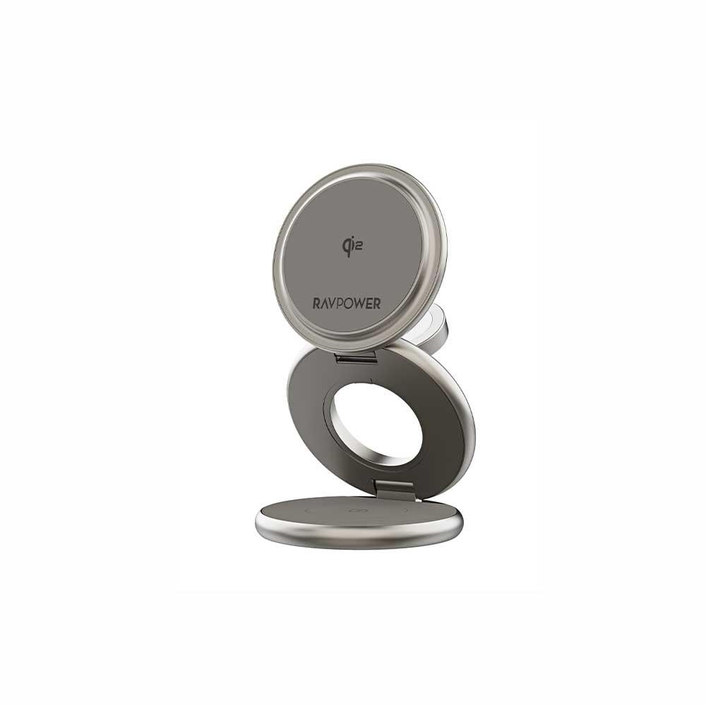 RAVPower RP-WC1008 Premium Foldable 3-in-1 Wireless Charger - 15W / Titanium