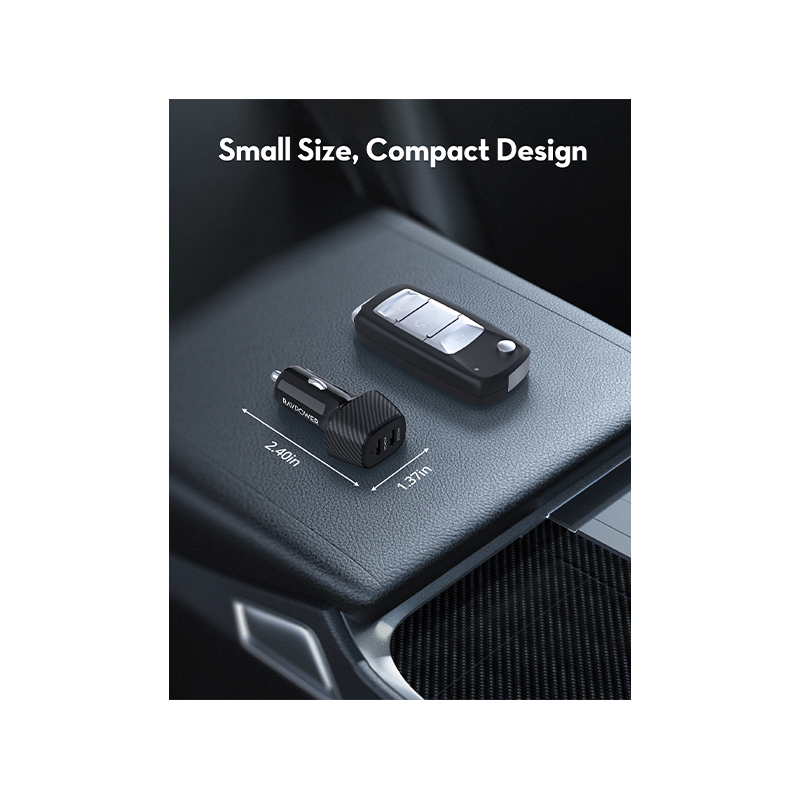 RavPower Car Charger 2- Port USB-C 60W Car Charger - Black