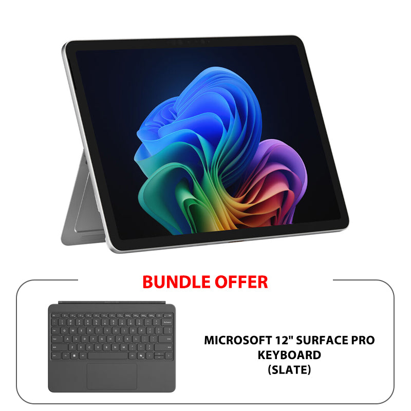 Microsoft Surface Pro 12 Copilot+ PC - 12.0" Touch / Snapdragon X Plus / 16GB / 512GB SSD / Win 11 Home - Platinum + Microsoft Surface Pro 12" Keyboard - Slate