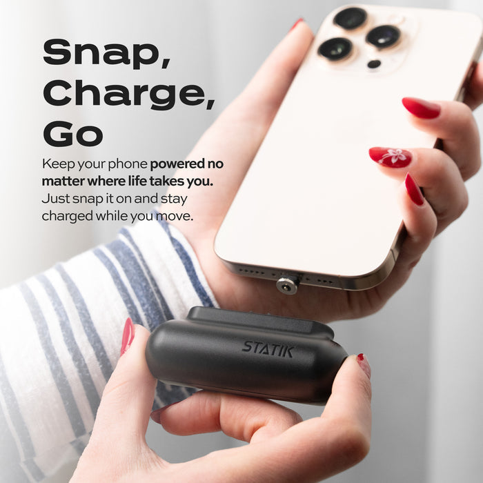 Statik Snap-N-Charge Magnetic Tips V3 Power Bank - 3200mAh / USB-C / Lightning / Micro USB / Black