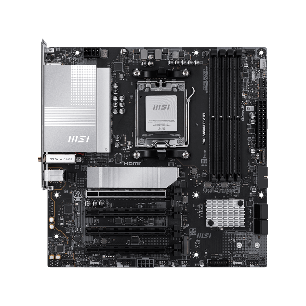 MSI PRO B850M-P Motherboard - DDR5 / Wi-Fi / Bluetooth / HDMI / DisplayPort / USB - Black