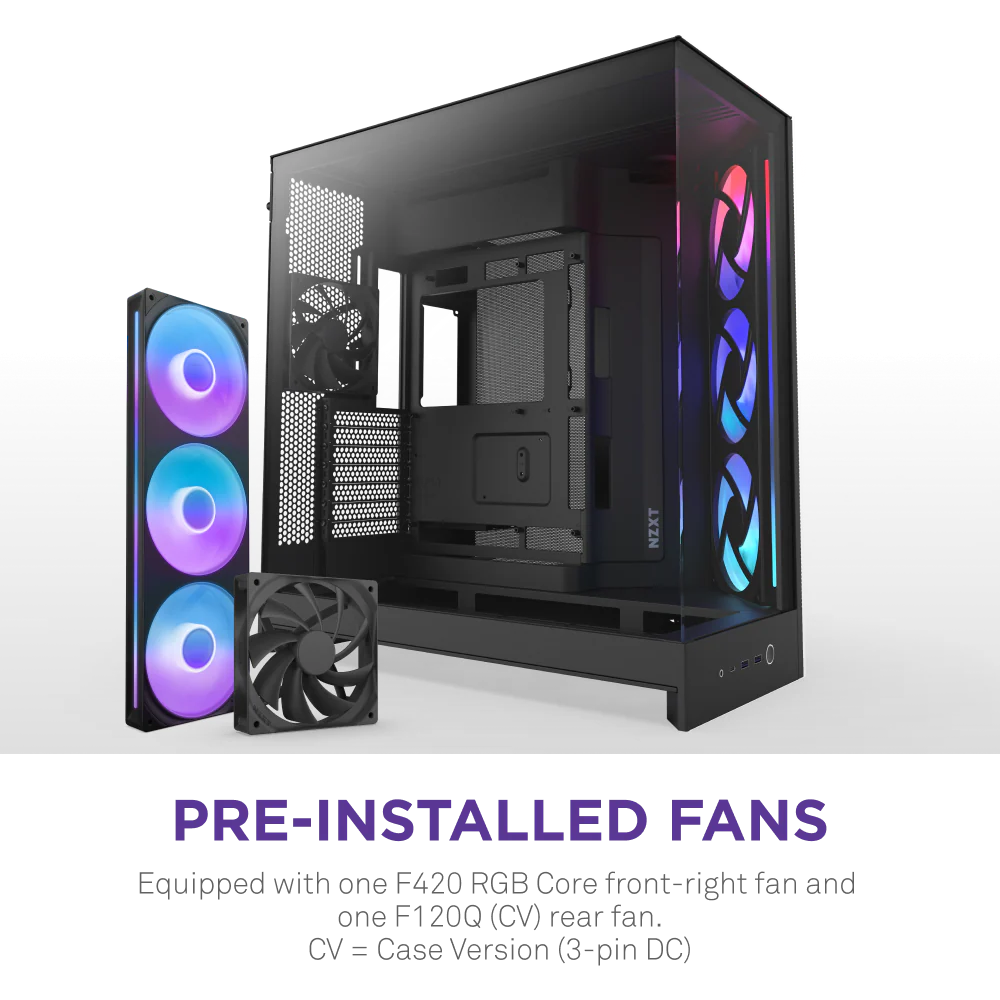 NZXT H9 Flow RGB (2025) Dual-Chamber Mid Tower Case With RGB Fans - Black