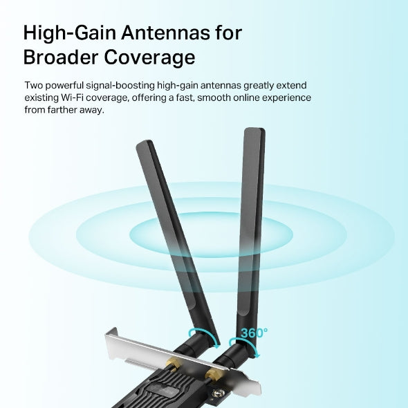 TP-Link (Archer TX20E) AX1800 Wi-Fi 6 Bluetooth 5.2 PCIe Adapter - 1201 Mbps(5 GHz) / PCIe