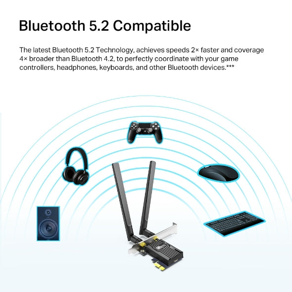 TP-Link (Archer TX20E) AX1800 Wi-Fi 6 Bluetooth 5.2 PCIe Adapter - 1201 Mbps(5 GHz) / PCIe