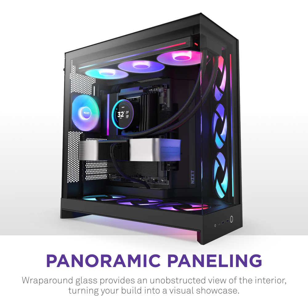 NZXT H9 Flow RGB (2025) Dual-Chamber Mid Tower Case With RGB Fans - Black