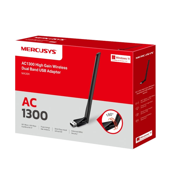 محول يو إس بي ميركوسيس MA30H AC1300 لاسلكي ثنائي النطاق وعالي الكسب