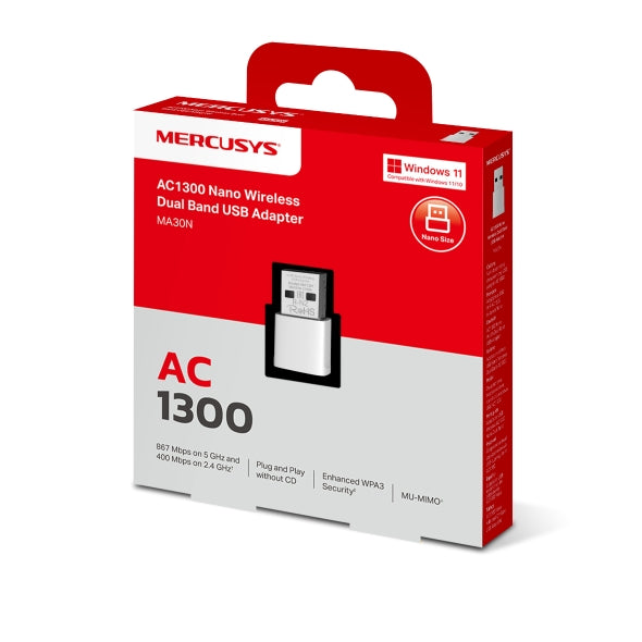 محول يو إس بي ميركوسيس MA30N AC1300 نانو لاسلكي ثنائي النطاق