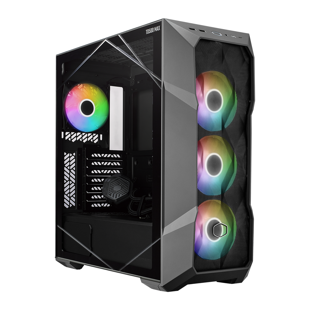 حافظة كمبيوتر كولر ماستر TD500 ماكس + مزود طاقة جولد 850 واط ATX3.0 ماكس + تبريد ML360 أتموس ماكس