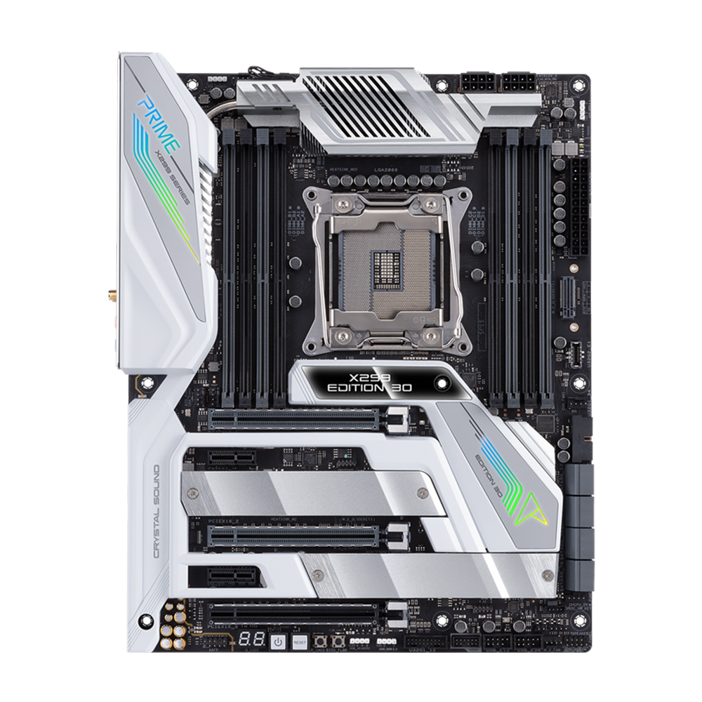 ASUS PRIME X299 Edition 30 Motherboard - DDR4 / Wi-fi / Bluetooth / Ethernet / USB - White