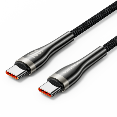 Vention Nylon Braided USB 2.0 C Male to C Male  Cable - 100W / 1.2 Meter / Black