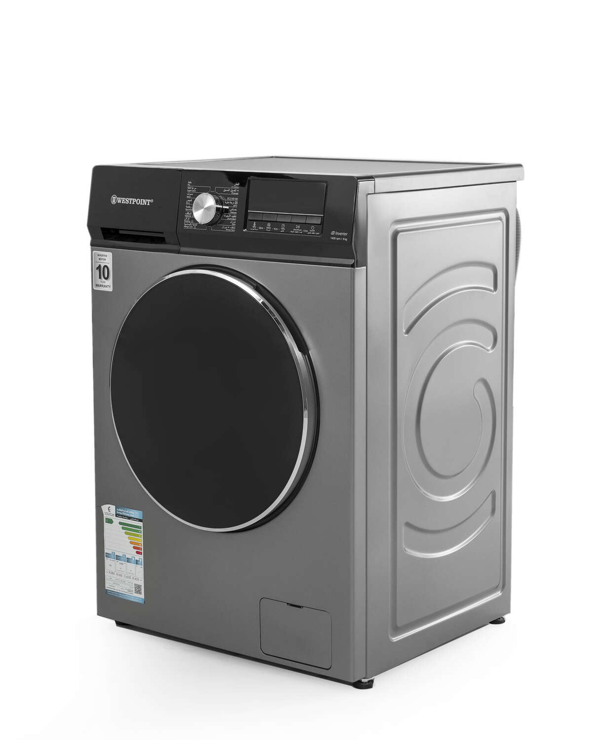 Westpoint Front Load Washer, 9Kg, Inverter, Silver - WPWMT-914A25.D