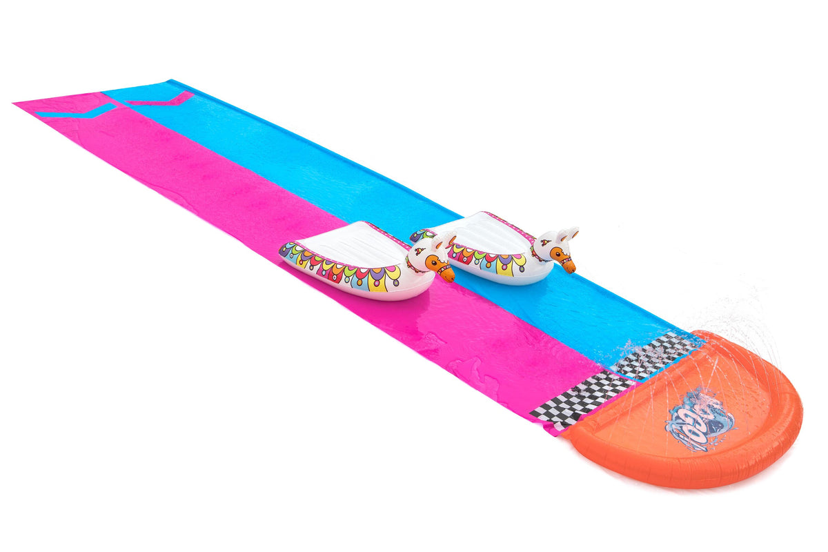 Bestway 4.88m llama rama double race slide (contents: one water slide, two surf riders, repair patch) age 3+