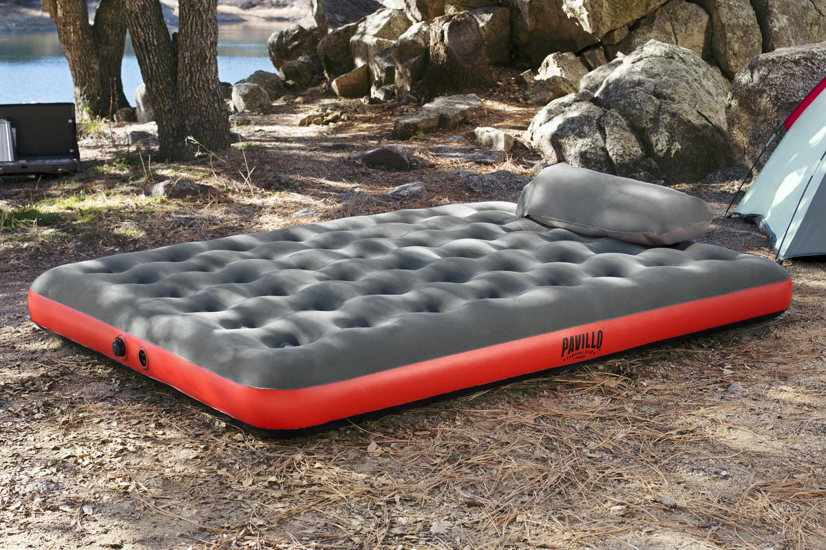 Bestway 2.03m x 1.52m x 22cm roll & relax air mattress queen (contents:air mattress, repair patch, pocket bag)