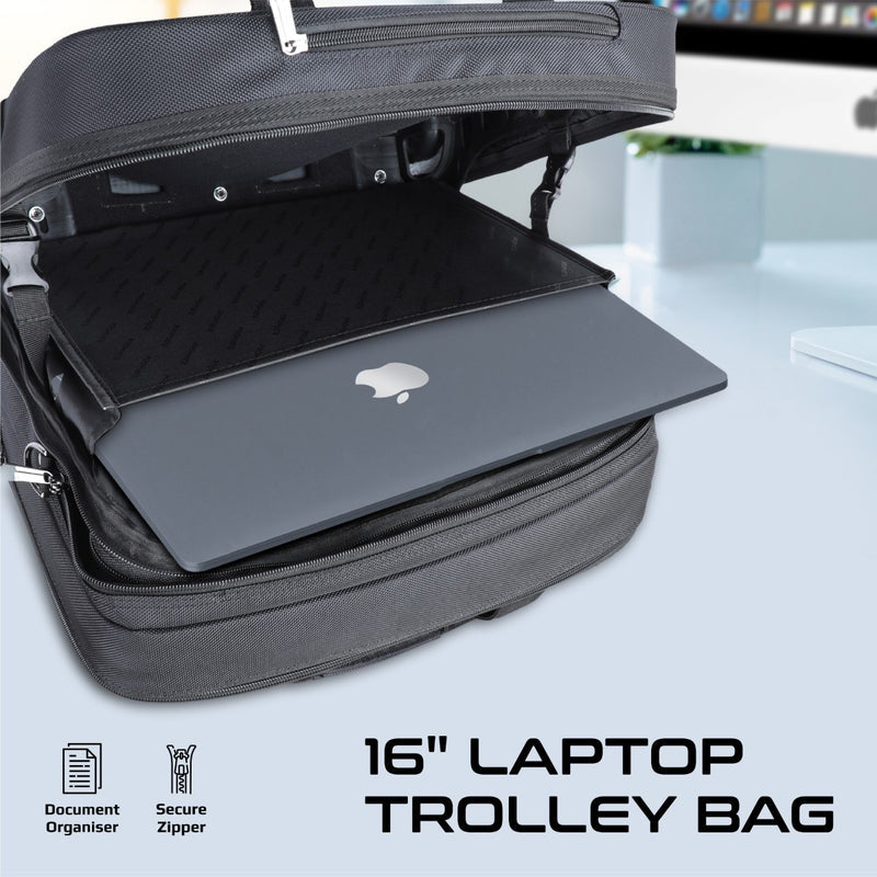 Promate Persona-TR Versatile Travel Trolley Bag - 16” / Black
