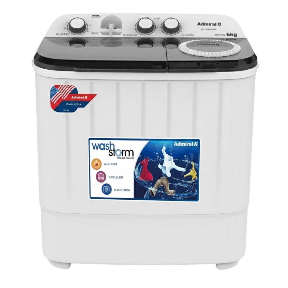 Admiral Twin Tub Washing Machine 6kg, White - ADTT06KUWCP1