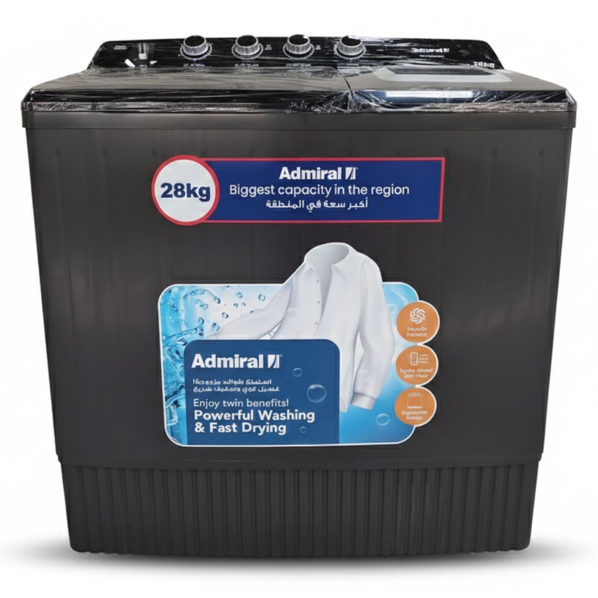 Admiral 28Kg Twin Tub Washer, Grey - ADTT28KUWCP