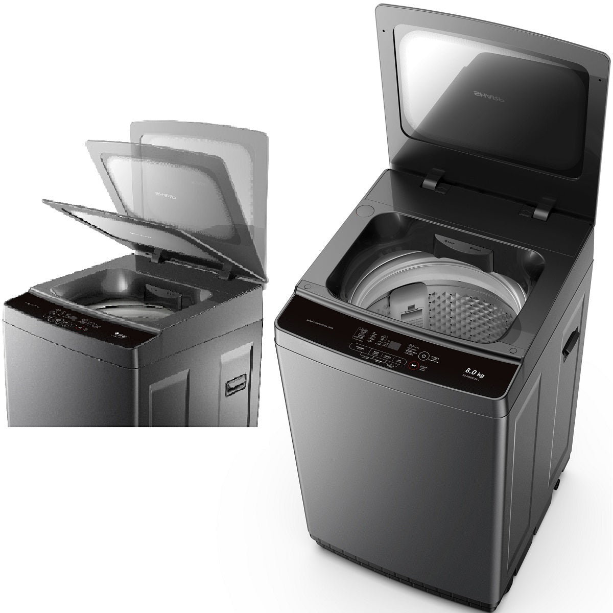 Sharp Top Load Washer 8kg 700RPM, Dark Silver - ES-MS85CZK-I