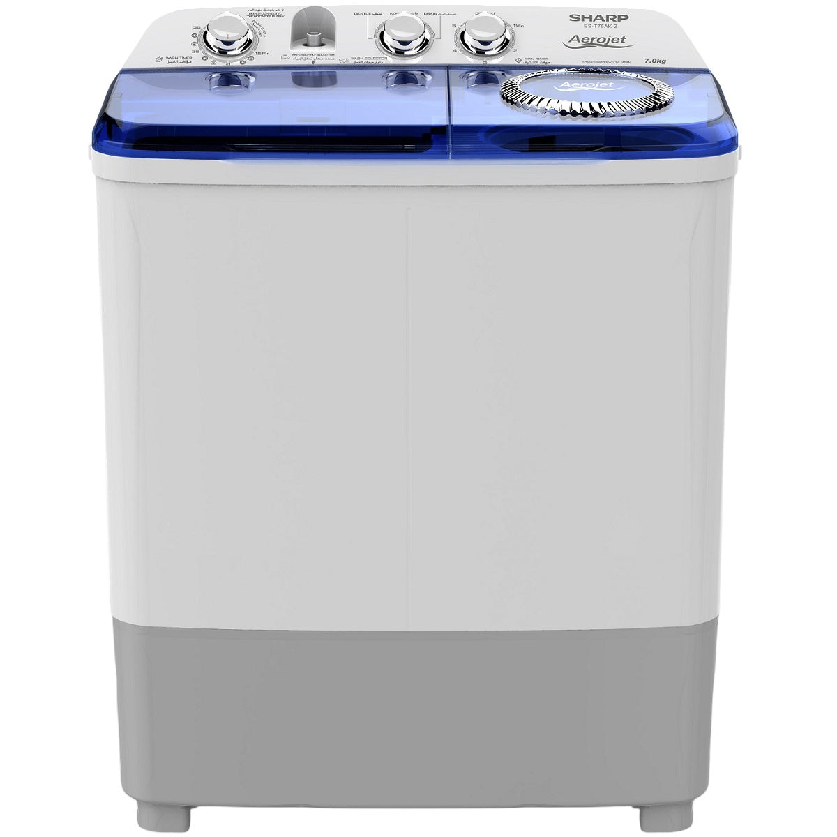 Sharp Twin Tub Washer 7kg Dryer 5kg, White - ES-T75AK-Z