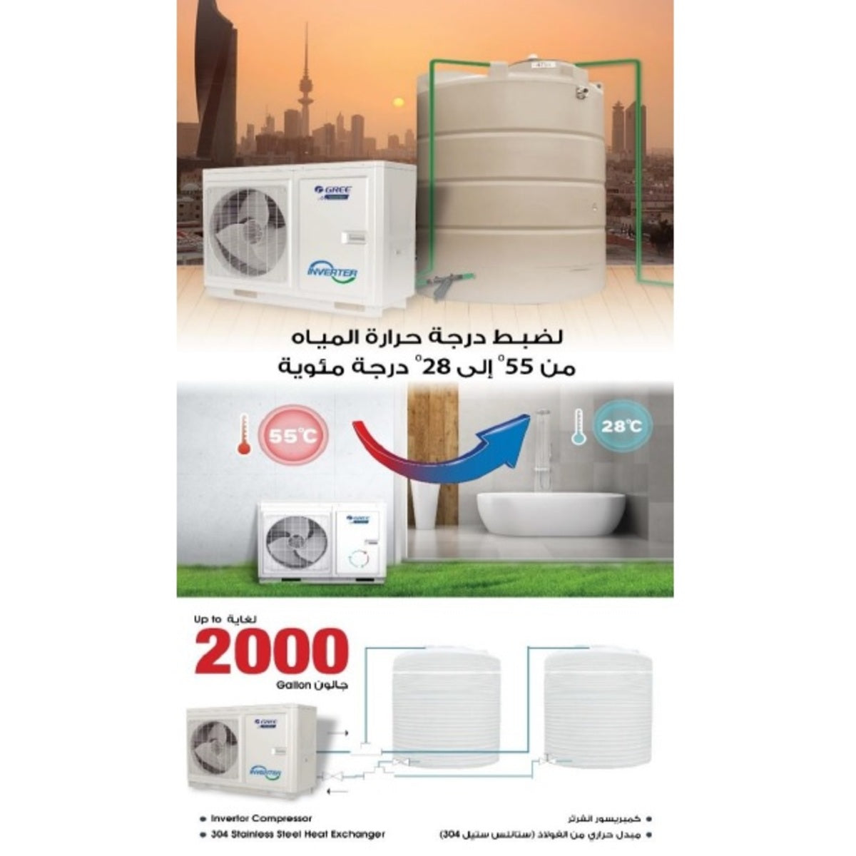 Gree Water Tank Chiller 28,000 BTU Inverter - GWCK-30
