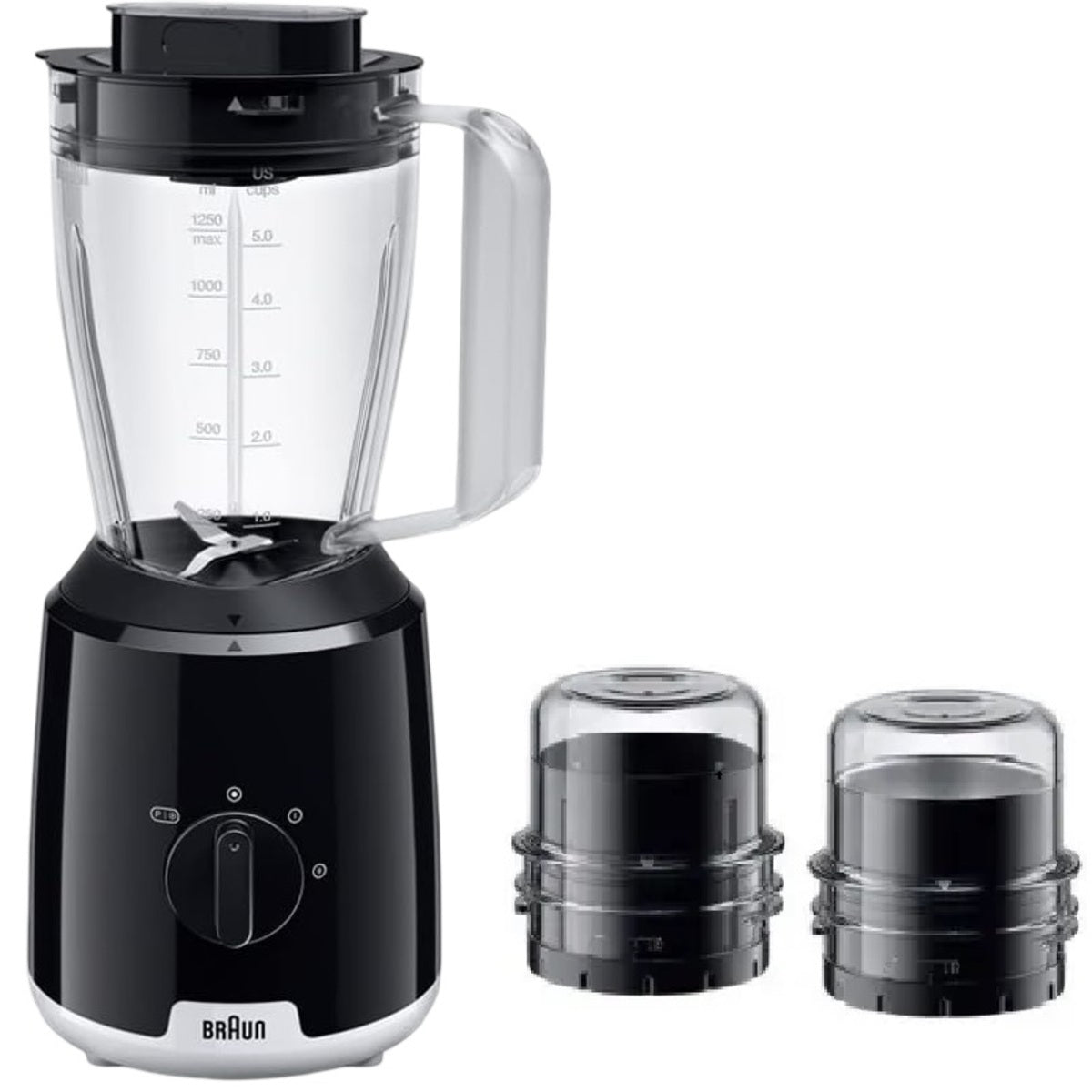 Braun PowerBlend Blender with 2 Mill 1.2 Liters 600 Watts, Black - JB1023-BK