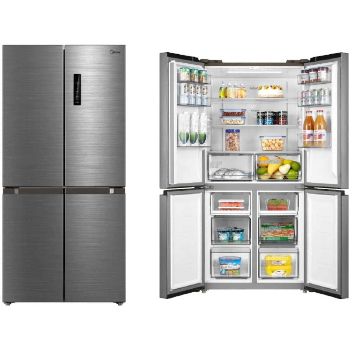 Midea Four Door Refrigerator Net Capacity 424 Liters 15 CFT, Bru Steel - MDRF632FIG46AED