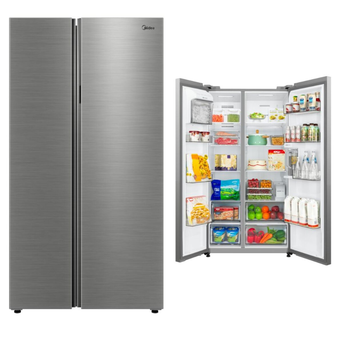 Midea 681 Liters Side by Side Refrigerator, Silver - MDRS925CIE46M