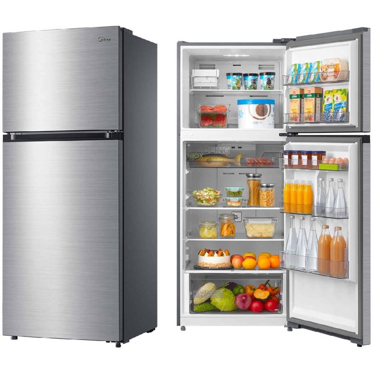 Midea Top Mount Freezer Refrigerator 411 Liters 14.5 CFT, Silver - MDRT580MTE46AED