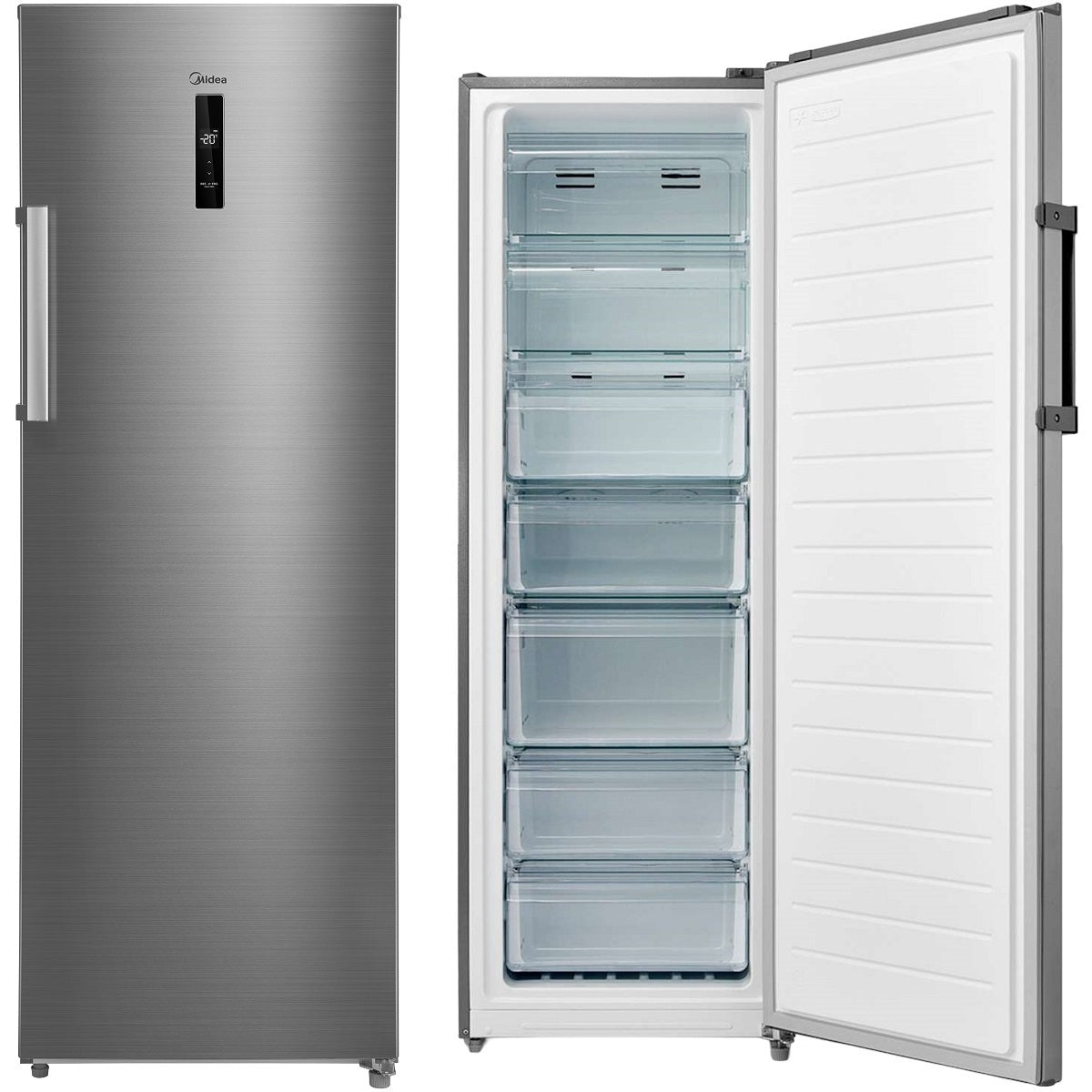 Midea Upright Freezer Refrigerator 227 Liters 8 CFT, Bru Steel - MDRU333FEE46AE