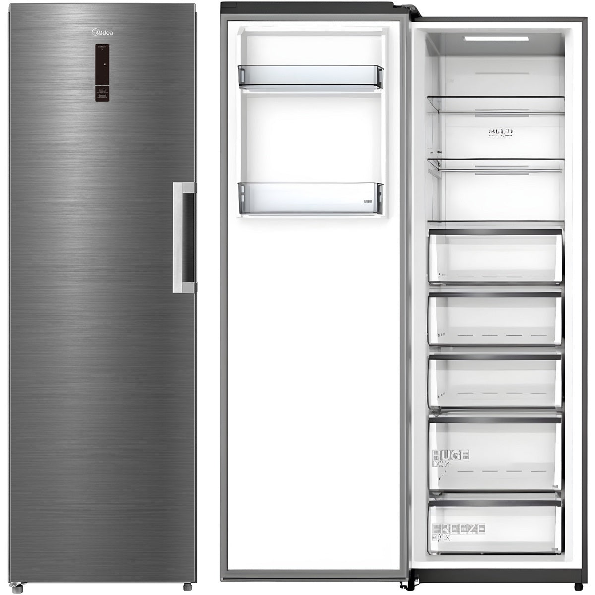 Midea Upright Freezer Refrigerator 257 Liters 9.08 CFT, Bru Steel - MDRU385FEE46AE