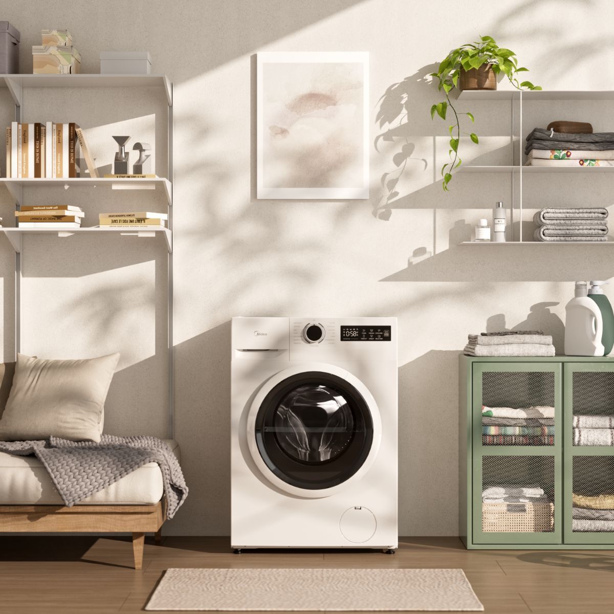 Midea Front Load Washer 8kg, White - MF110W80B/W-GCC