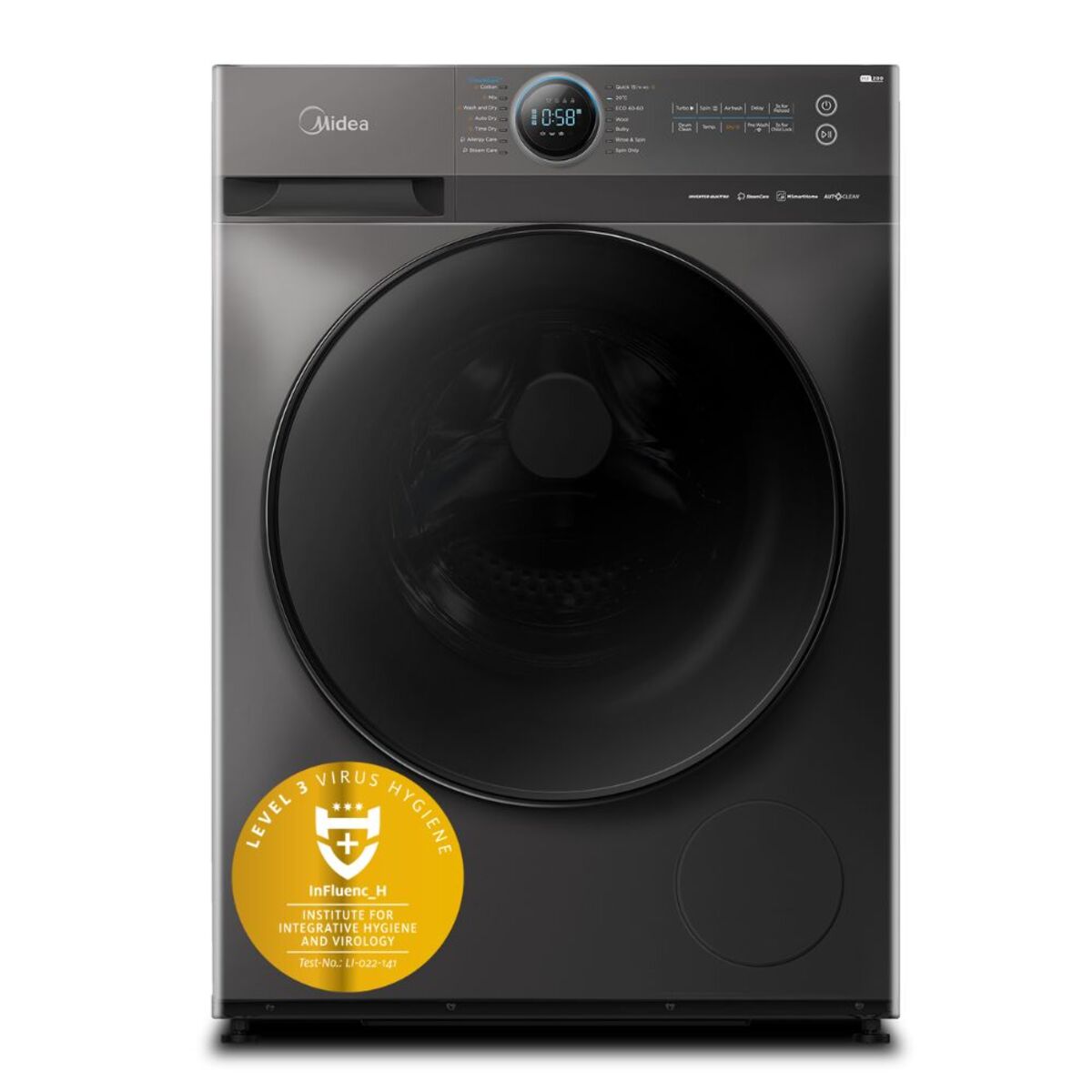 Midea Front Load Washer 12kg Dryer 8kg, Titanium - MF200D120WB/T-KW