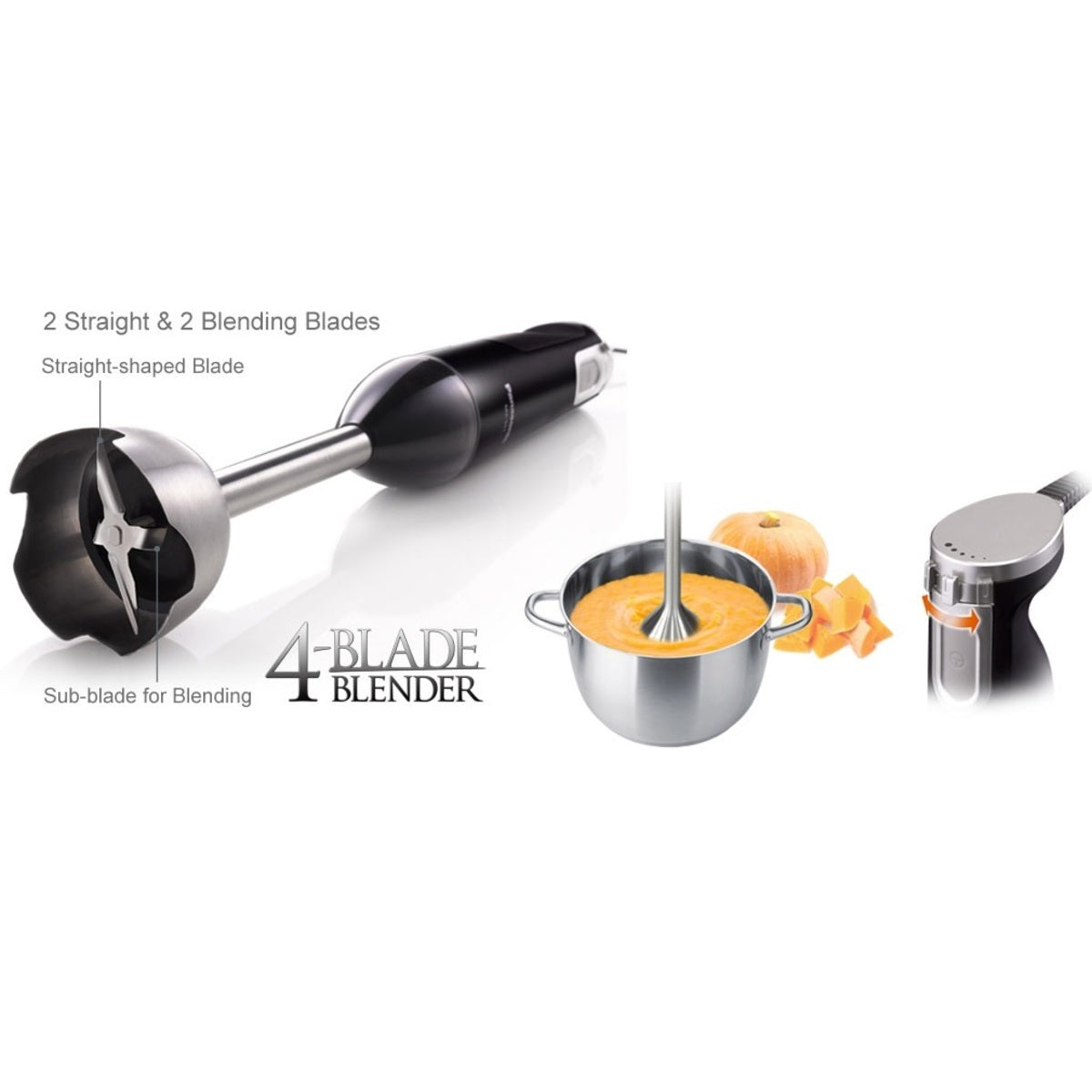 Panasonic 3-in-1 Hand Blender 600 Watts, Black - MX-SS1BTZ