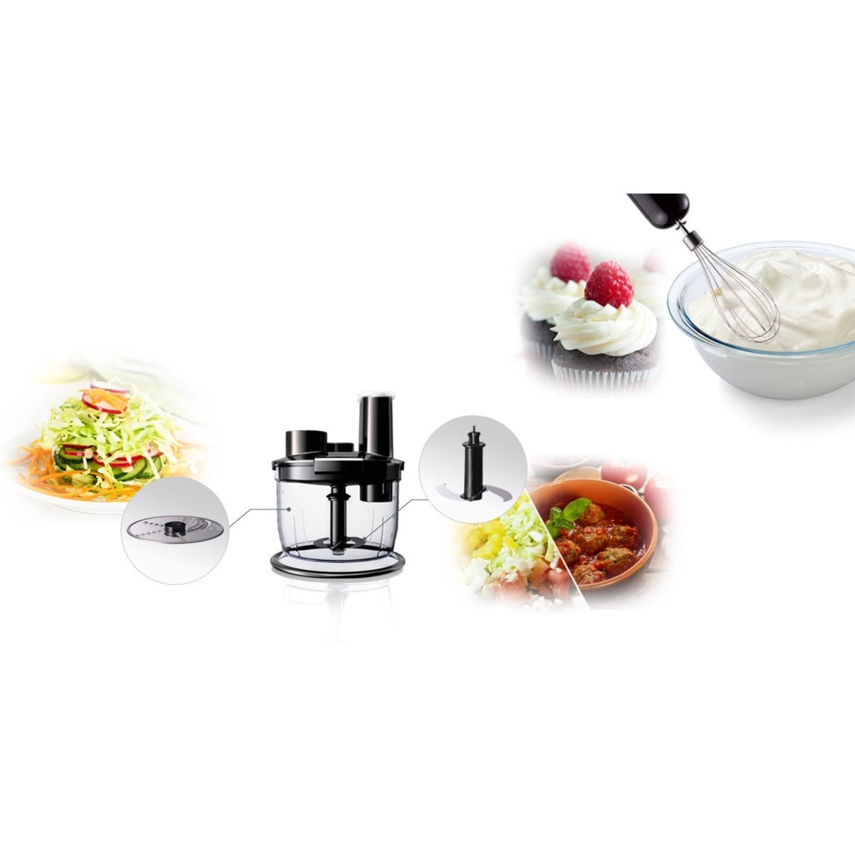 Panasonic 4-in-1 Hand Blender 600 Watts Variable Speed, Black - MX-SS40BTZ