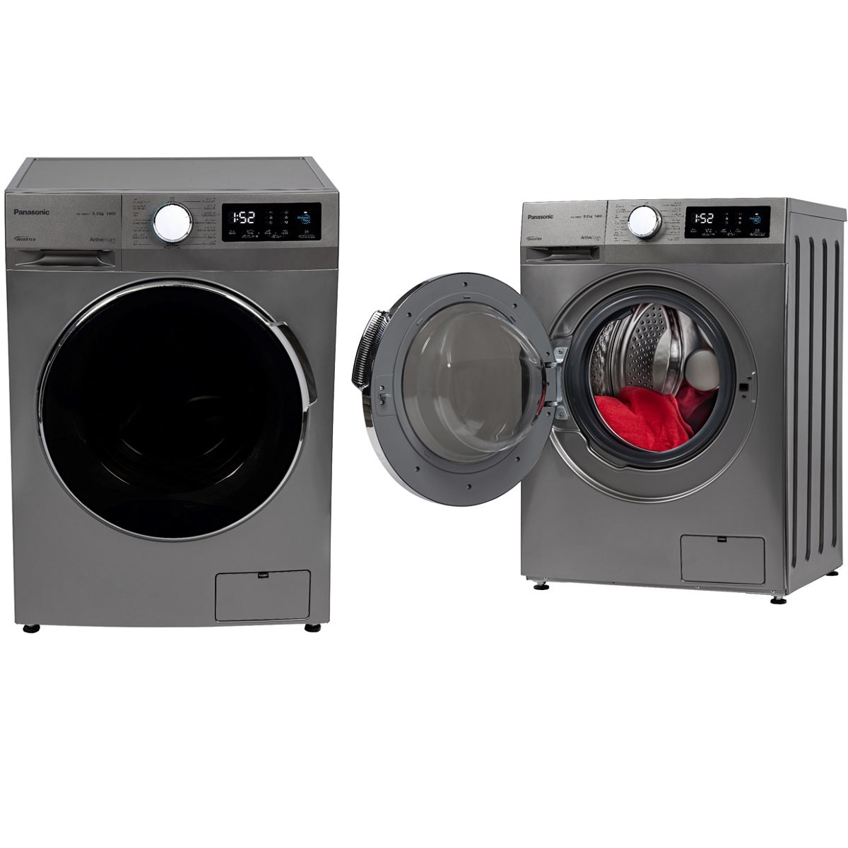 Panasonic Front Load Washer 8kg 1400 RPM, Dark Silver - NA-16MG1LKW