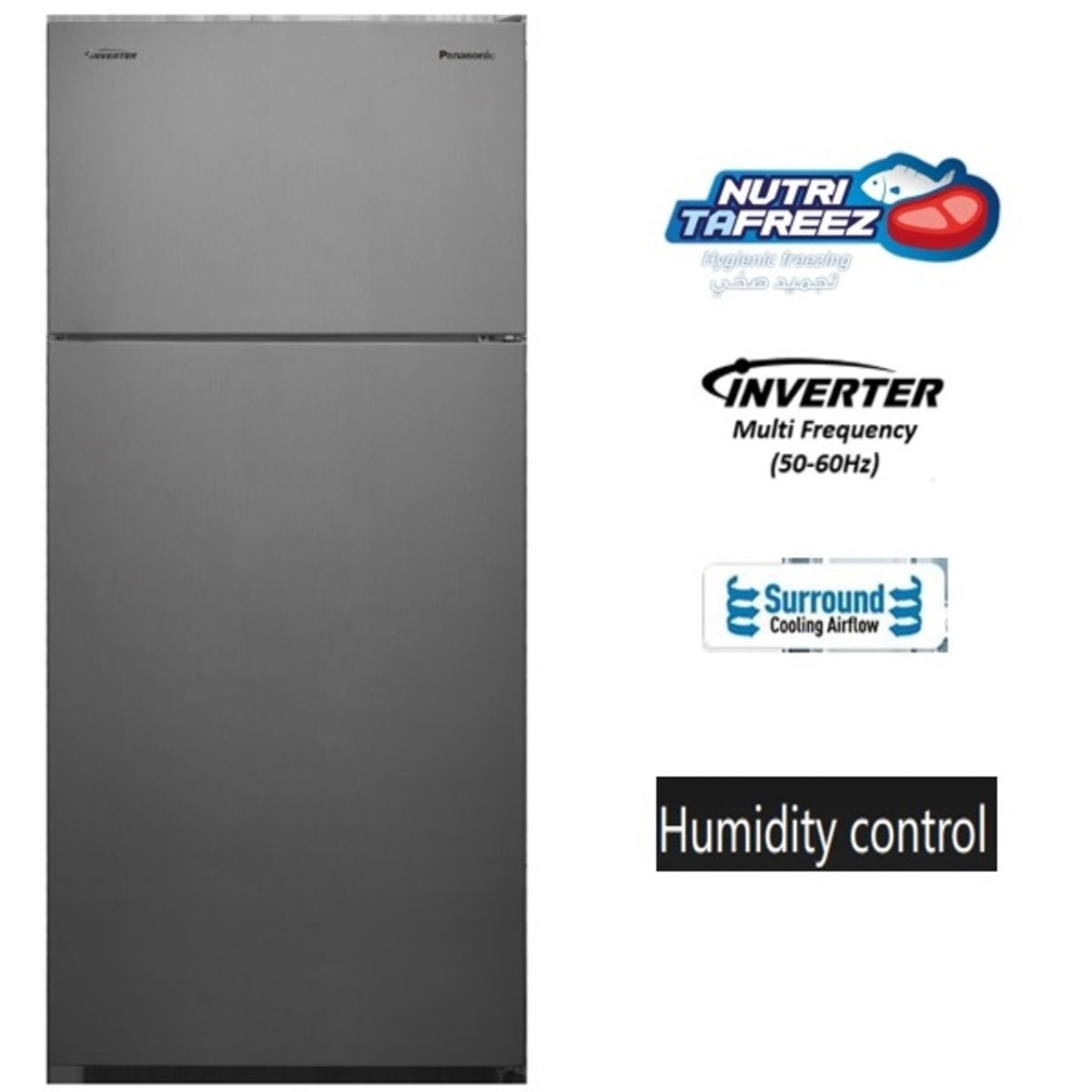 Panasonic Top Mount Freezer Refrigerator 432 Liters 17 CFT, Silver - NR-BC573VSKW