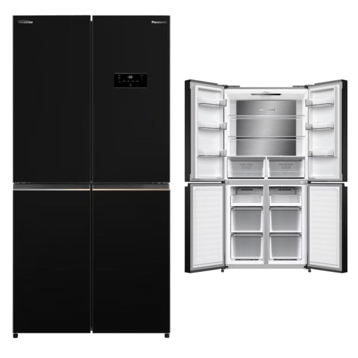 Panasonic 4 Door French Door Refrigerator 446 Liters 15.8 CFT, Black - NR-DC60MSSKW