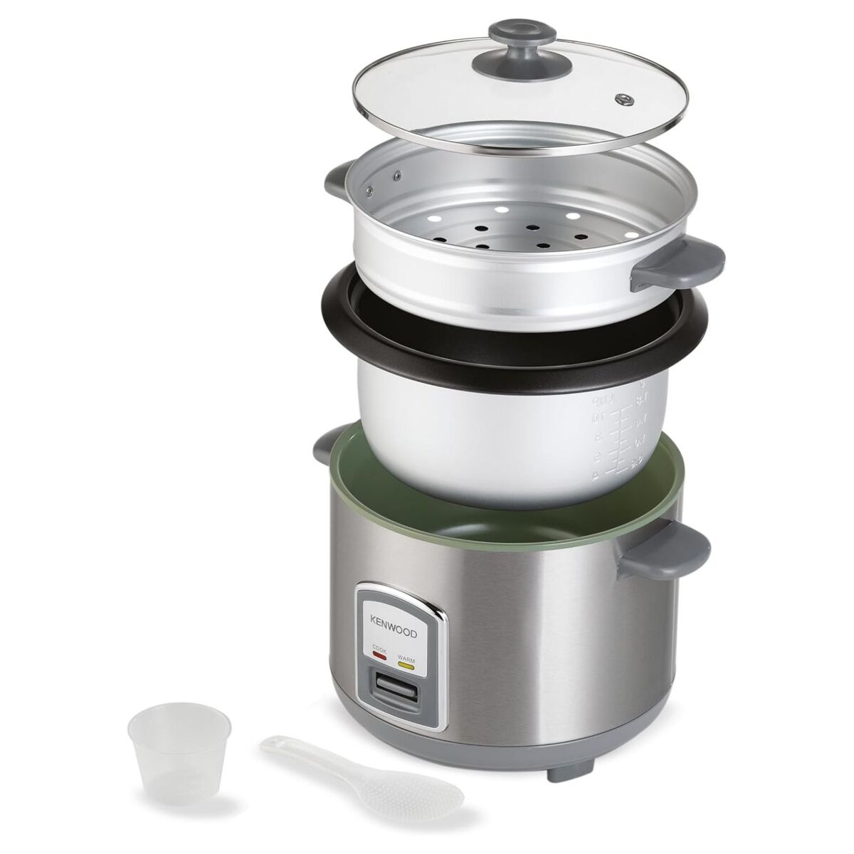 Kenwood 2 in 1 Rice Cooker 1.8L 10 Cups Rice with Food Steamer Basket - Silver - RCM19.000SS