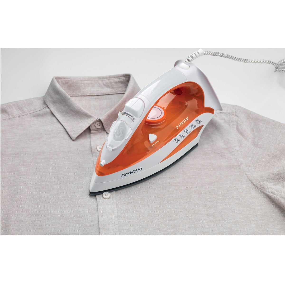 Kenwood Steam Iron Ceramic Plate 2100 Watts, White/Orange - STP50.000WO